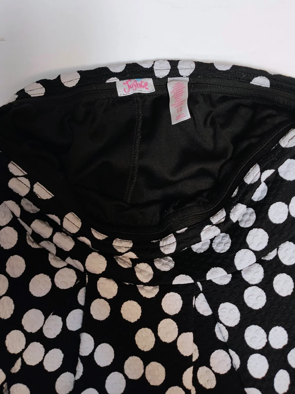 Justice Black and White Polka Dot Skater Skirt
